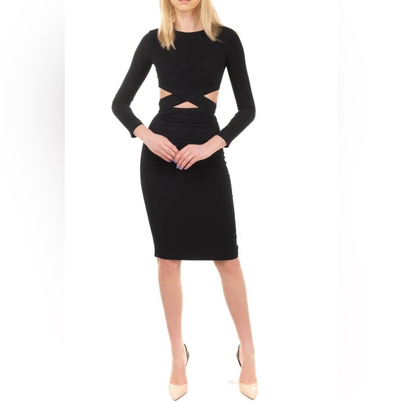 Michael Kors Collection black cut out crisscross dress sz 2/4 - Picture 1 of 7